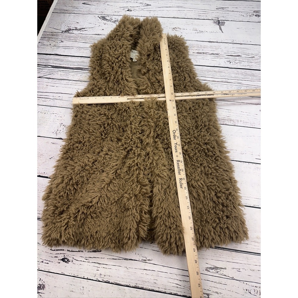Ashley by 26 International‎ Faux Fur Vest Women's Size S Brown Shaggy Open Front - Picture 5 of 6